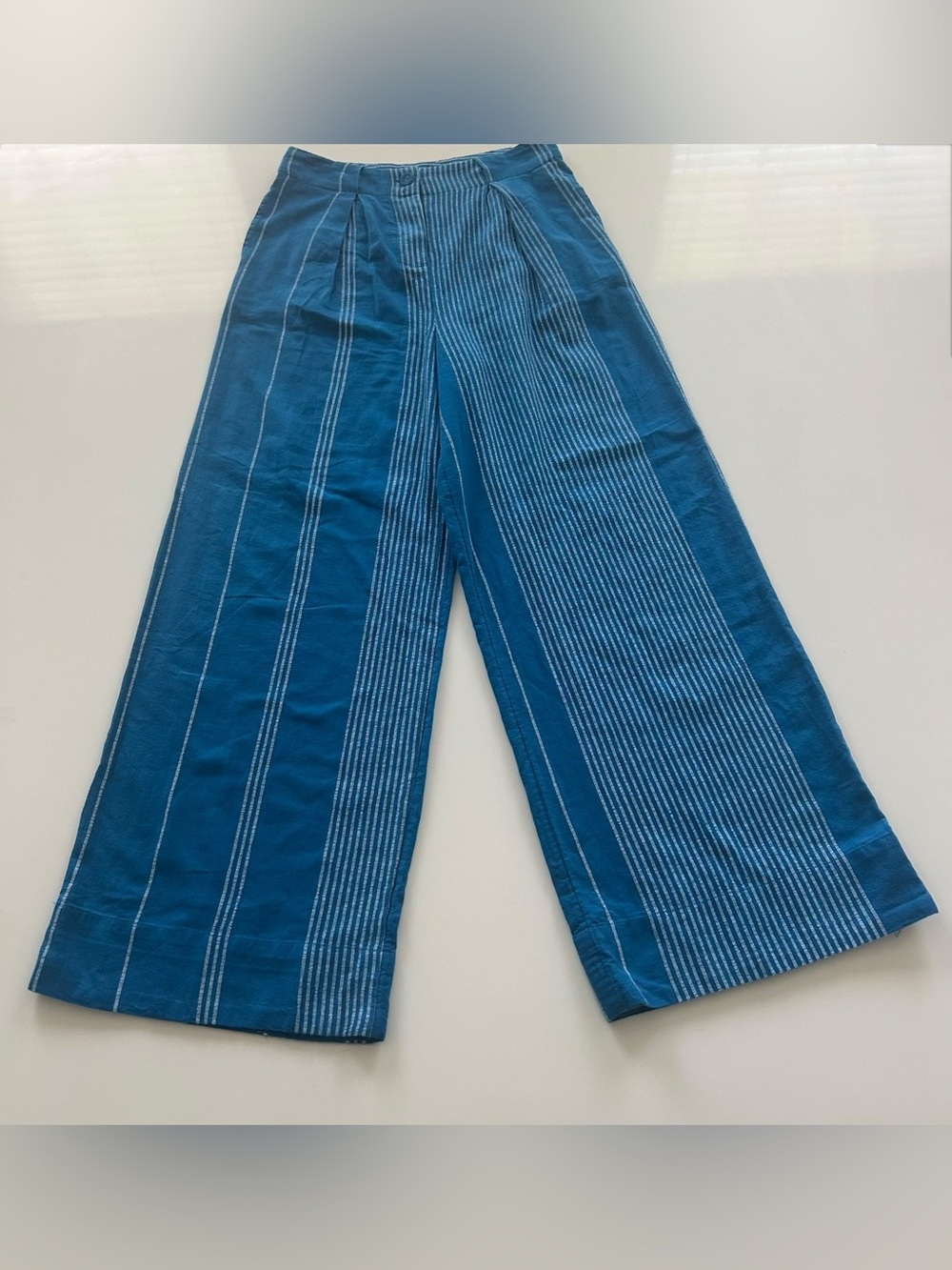 Free People Casual Friday Blue Stripe Crop Top Coord Pant Set Small - Picture 9 of 17